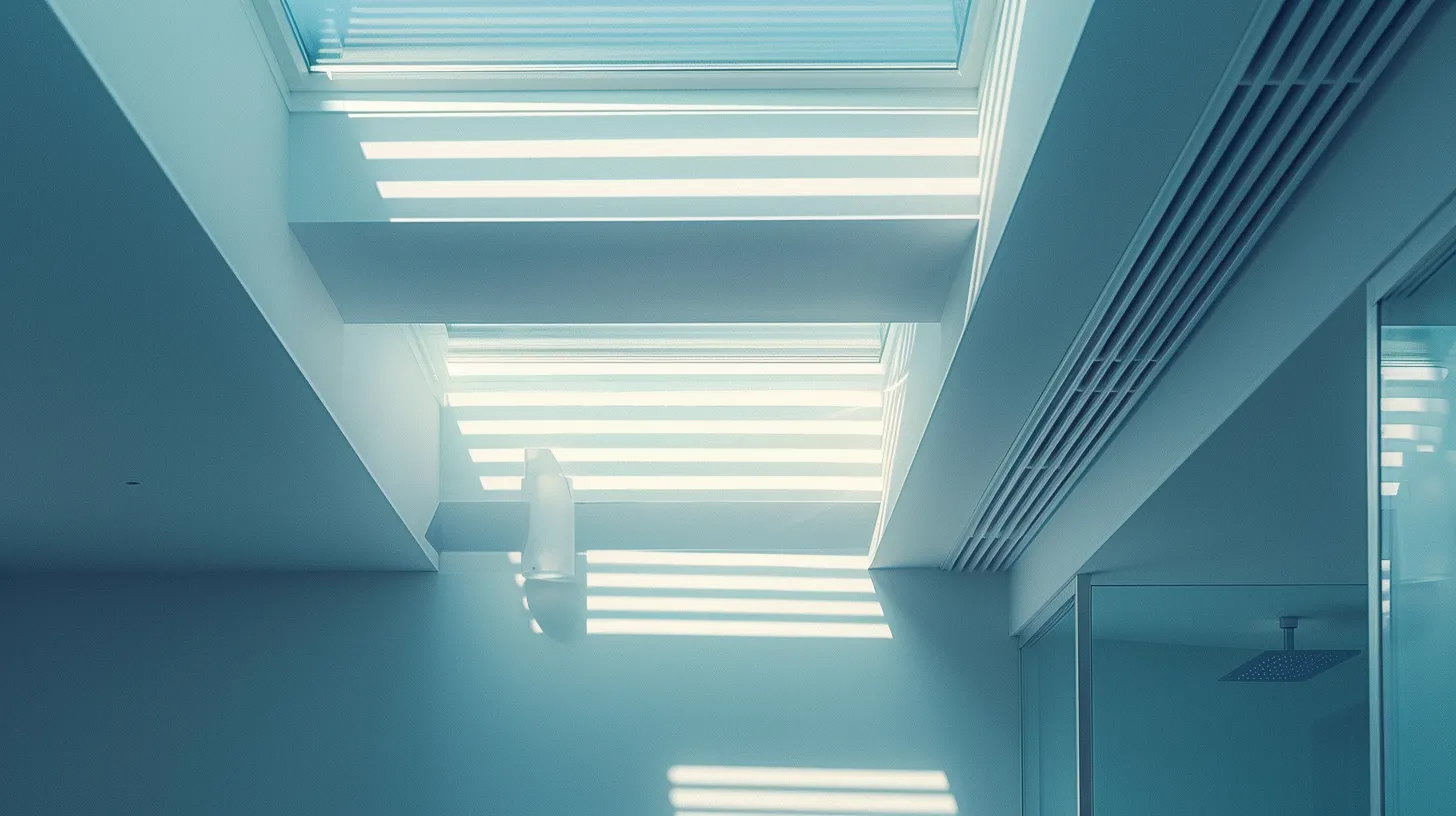 a sleek, modern bathroom with strategically placed roof vents, showcasing the efficient flow of light and air, emphasizes the importance of proper ventilation in managing humidity and preventing mold. a sleek, modern bathroom with strategically placed roof vents, showcasing the efficient flow of light and air, emphasizes the importance of proper ventilation in managing humidity and preventing mold.