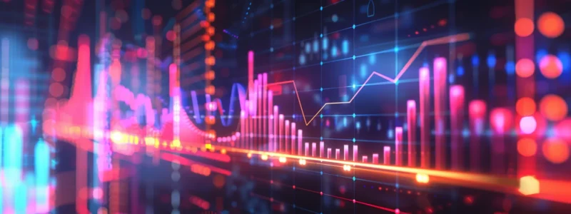a dynamic digital landscape showcases a flourishing website with vibrant analytics graphs and upward-trending arrows, symbolizing the growth in website traffic powered by advanced enterprise seo software.