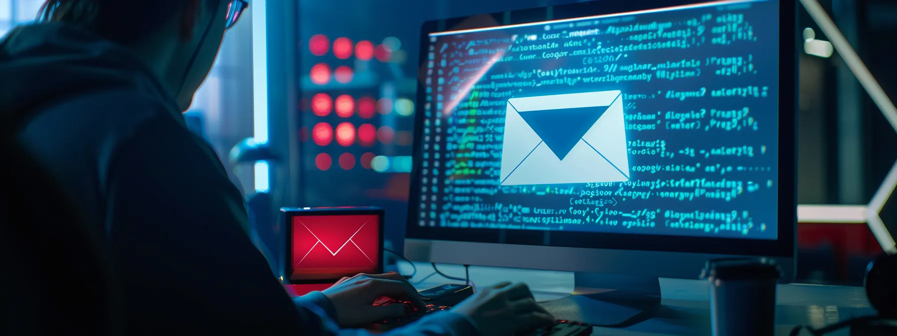 someone comparing a suspicious email with a legitimate one on a computer screen.