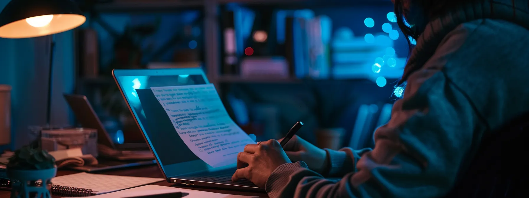 a person carefully documenting details from a suspicious email for reporting.