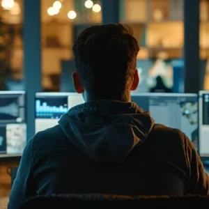 a person looking at a computer screen with multiple tabs open showing various phishing threat detection tools.