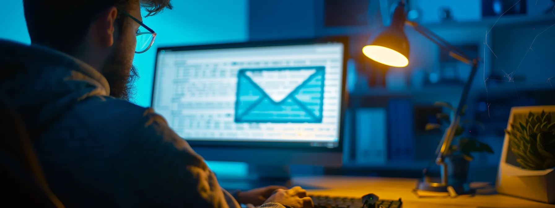 a person examining a suspicious email on their computer screen.
