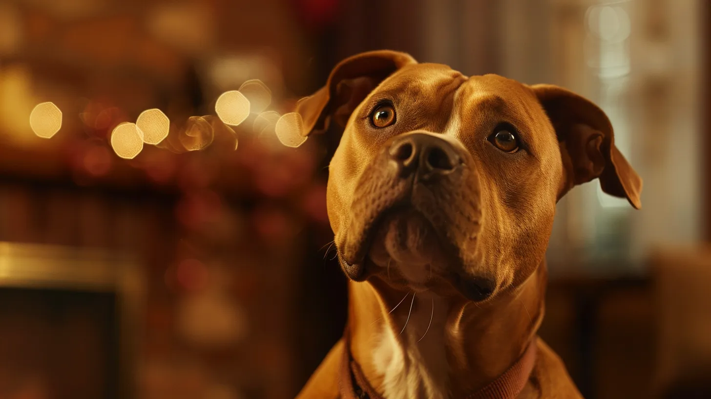 a focused portrait of a concerned dog gazing up with soulful eyes, surrounded by warm, soft lighting that highlights its expressive features, symbolizing emotional needs and the bond between pet and owner.
