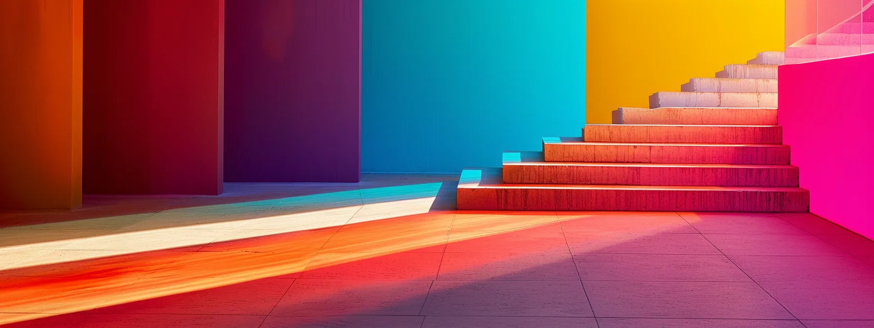 a minimalist and vibrant color palette featuring complementary colors and neon accents, creating a visually striking and impactful user experience.