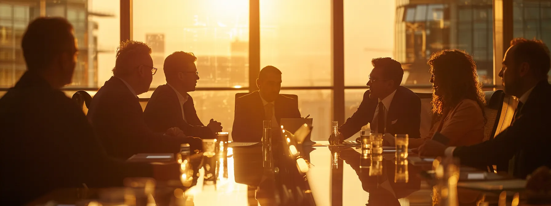 a group of professionals in a boardroom discussing email security best practices.