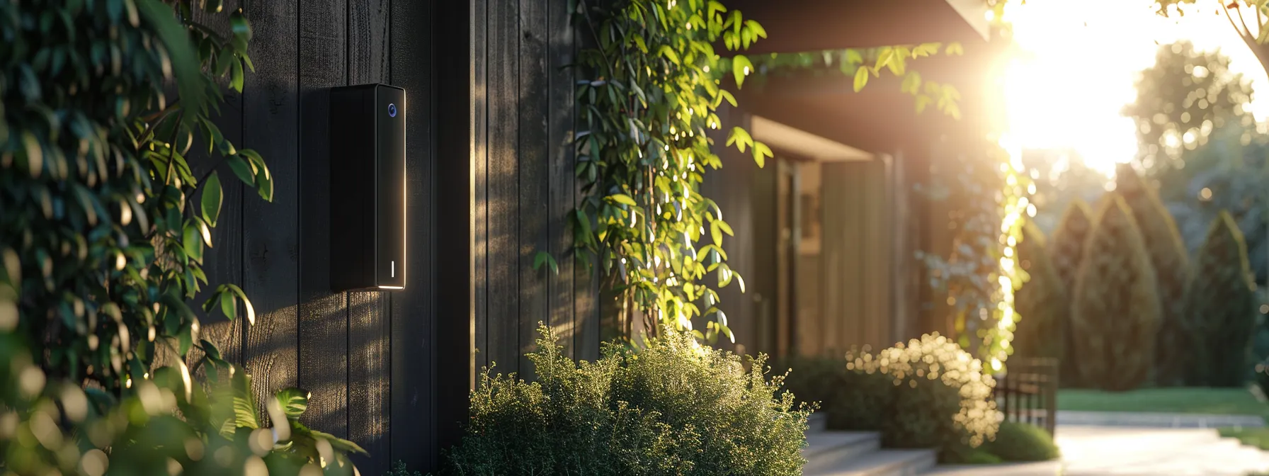 a sleek and modern doorbell cam seamlessly blends with the elegant exterior facade of a home.