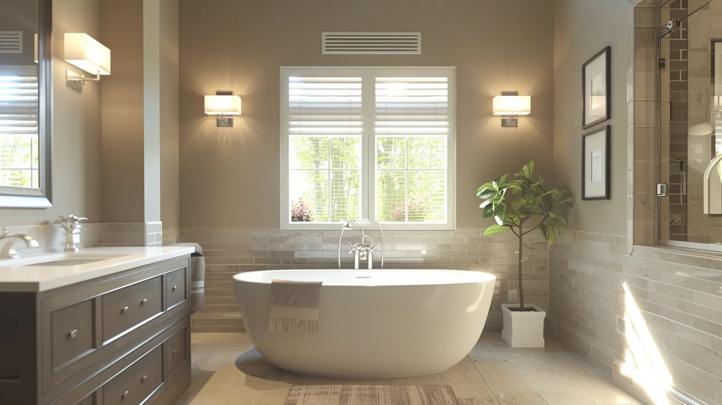 a visually striking bathroom showcases sleek, modern ac vents seamlessly integrated into the elegant wall design, emphasizing optimal airflow and moisture control amid a serene and inviting ambiance. a visually striking bathroom showcases sleek, modern ac vents seamlessly integrated into the elegant wall design, emphasizing optimal airflow and moisture control amid a serene and inviting ambiance.