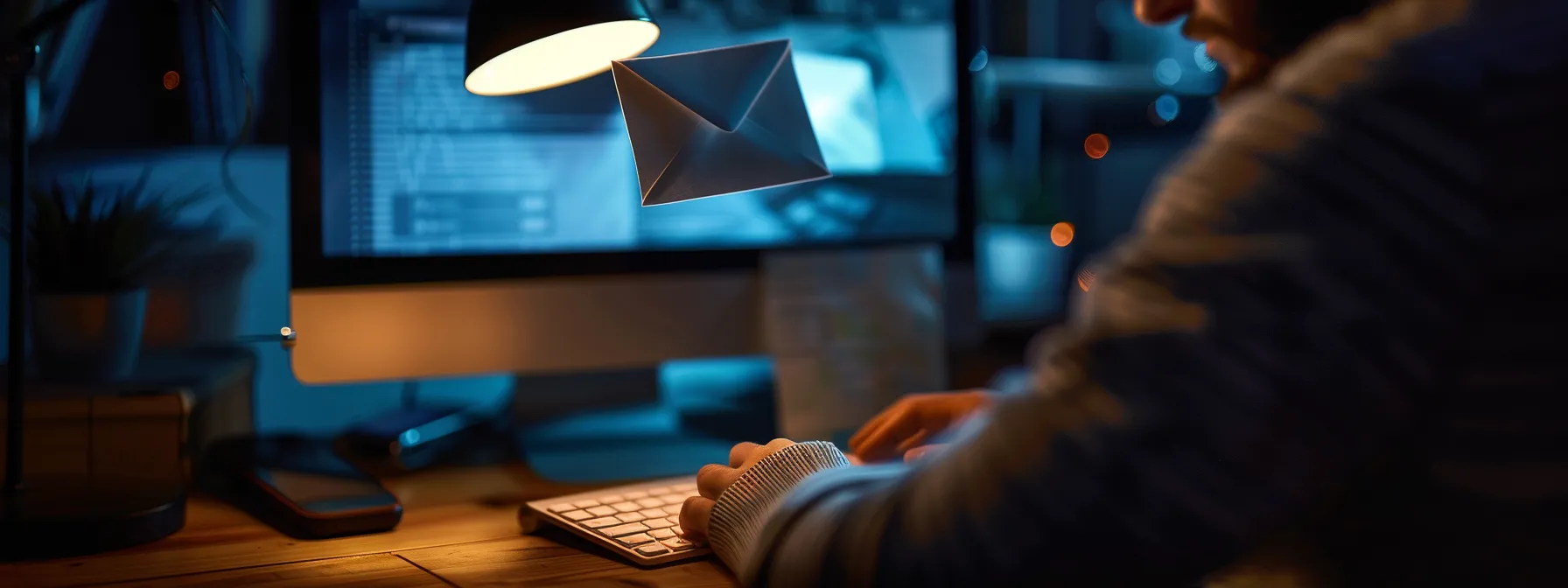 a person receiving a suspicious email from an unknown sender on their computer.