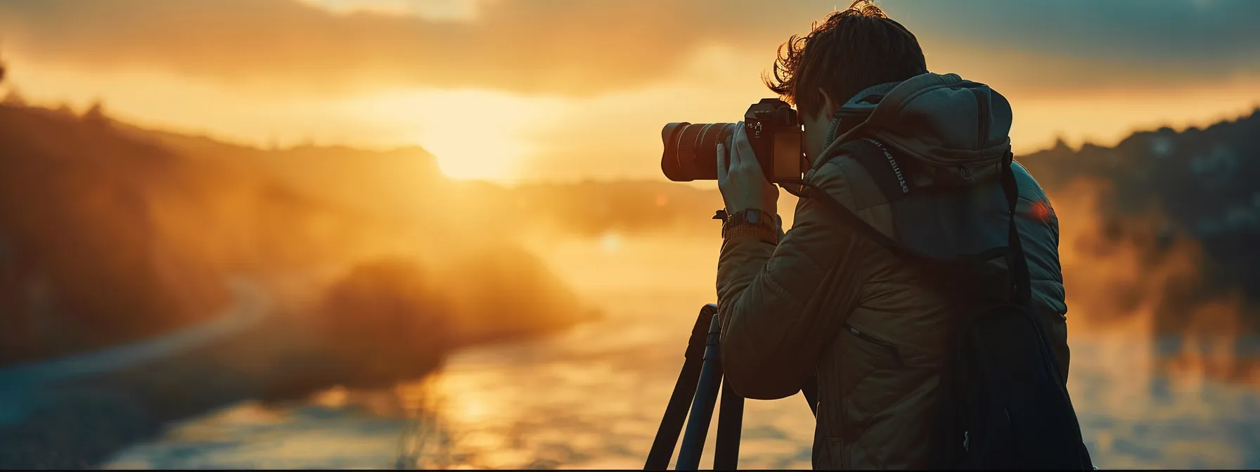 a photographer carefully adjusts a sturdy tripod with a heavy camera and lens attached, capturing the importance of tripod weight and load capacity for professional photography.