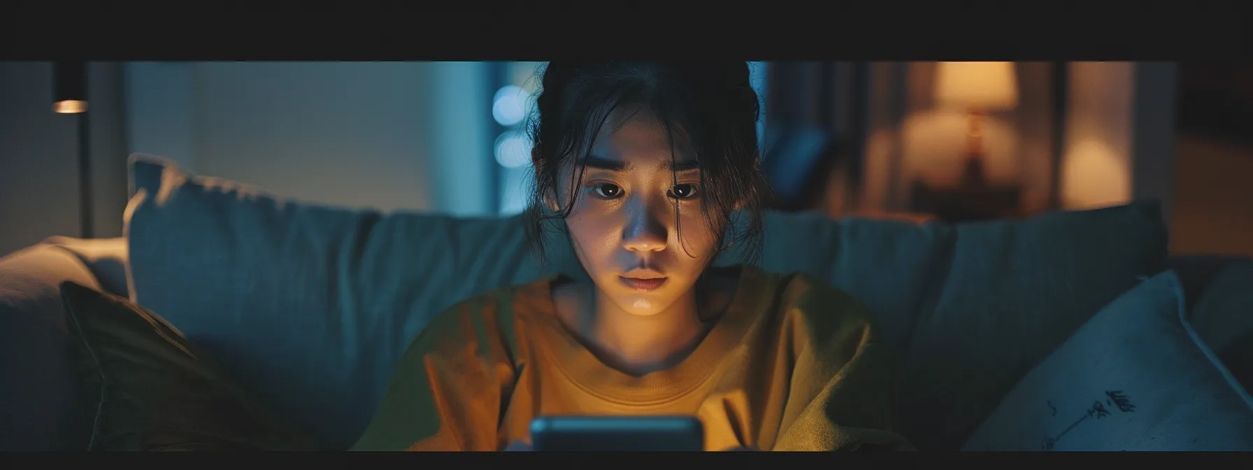 a person anxiously looks at their phone as they receive a suspicious text message.