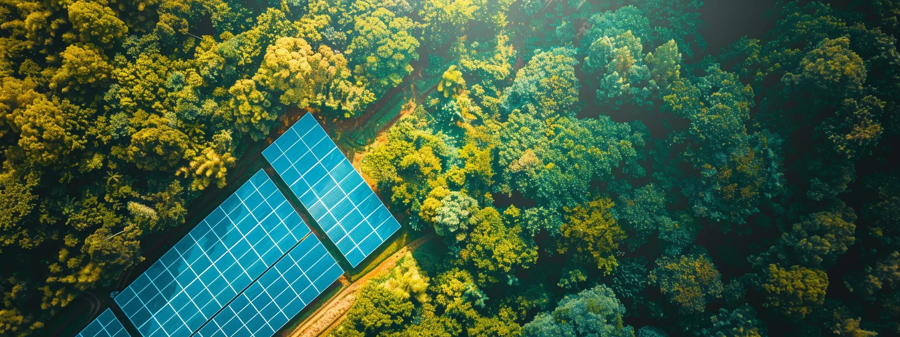 a vibrant solar panel installation surrounded by lush greenery and clear blue skies, highlighting the advancements in solar energy adoption.