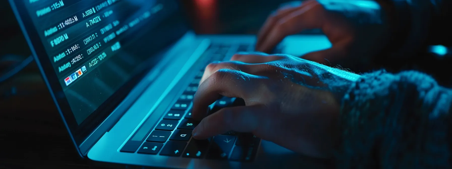a person typing a complex password on a laptop with a two-factor authentication prompt on the screen.